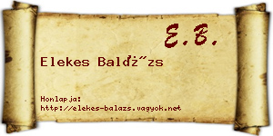 Elekes Balázs névjegykártya
